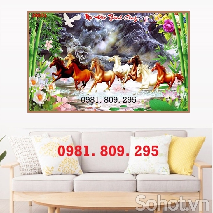 Tranh gạch men 3d mã đáo thành công