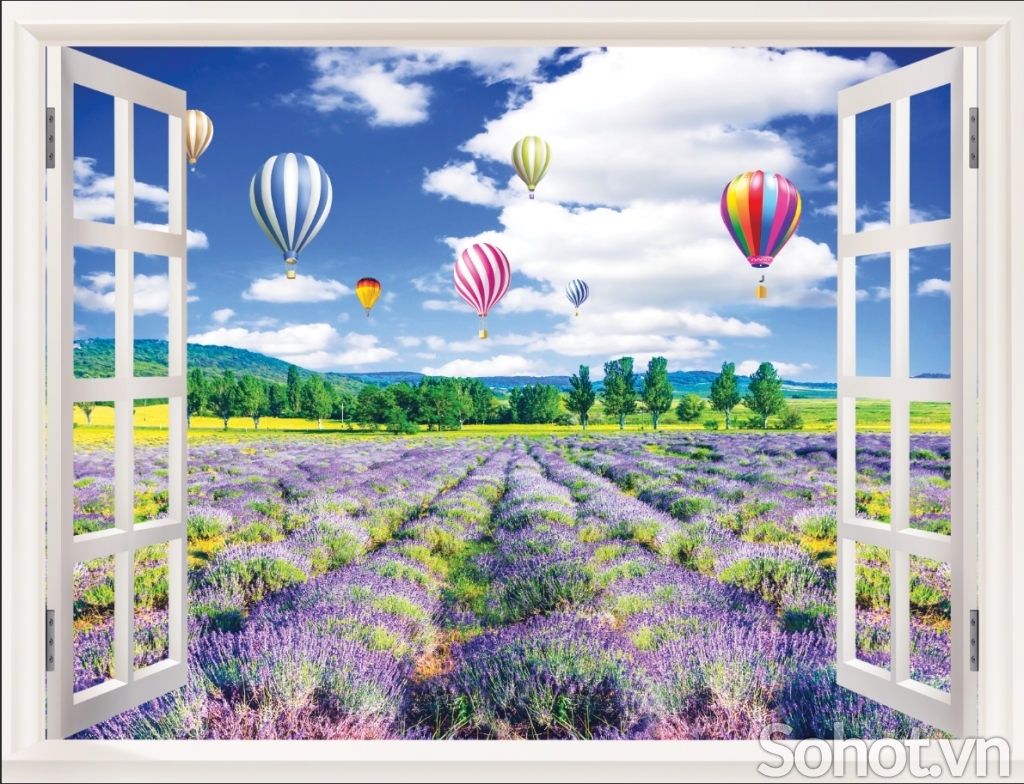 tranh cửa sổ, tranh gạch ốp tường phòng khách