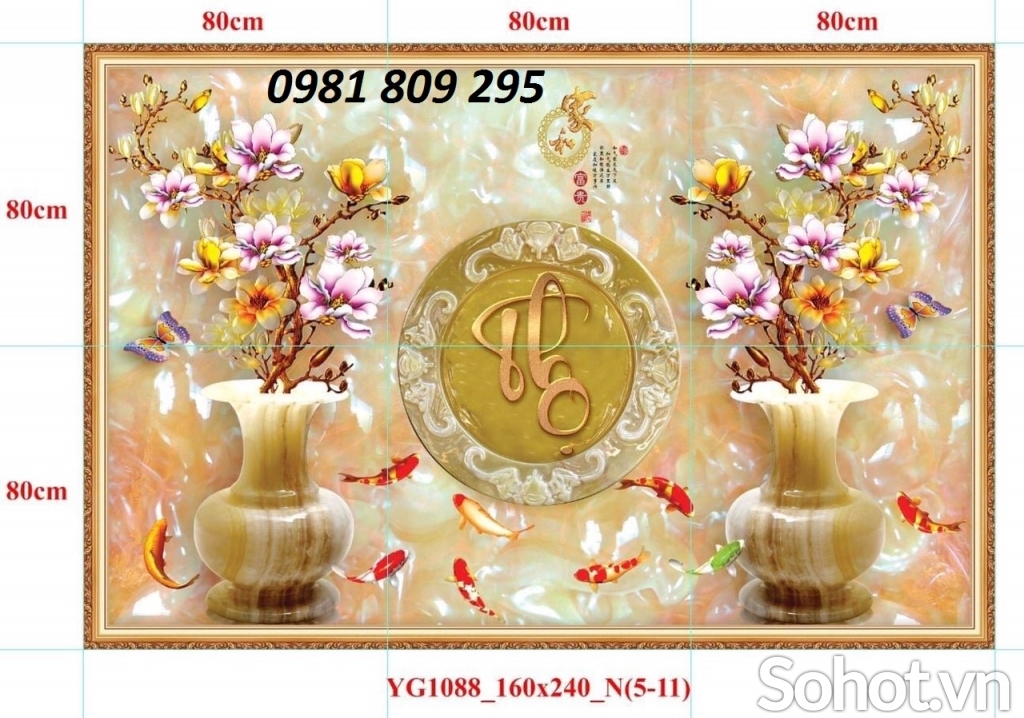 Gạch 3d ốp tường bình hoa