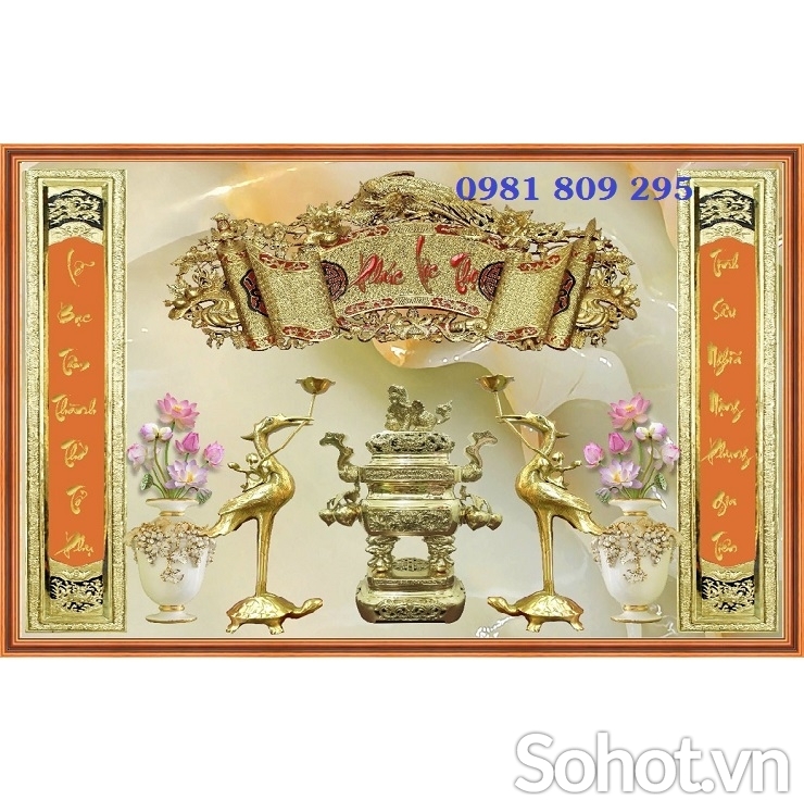 Tranh gạch đôi hạc phòng thờ 3D HP322