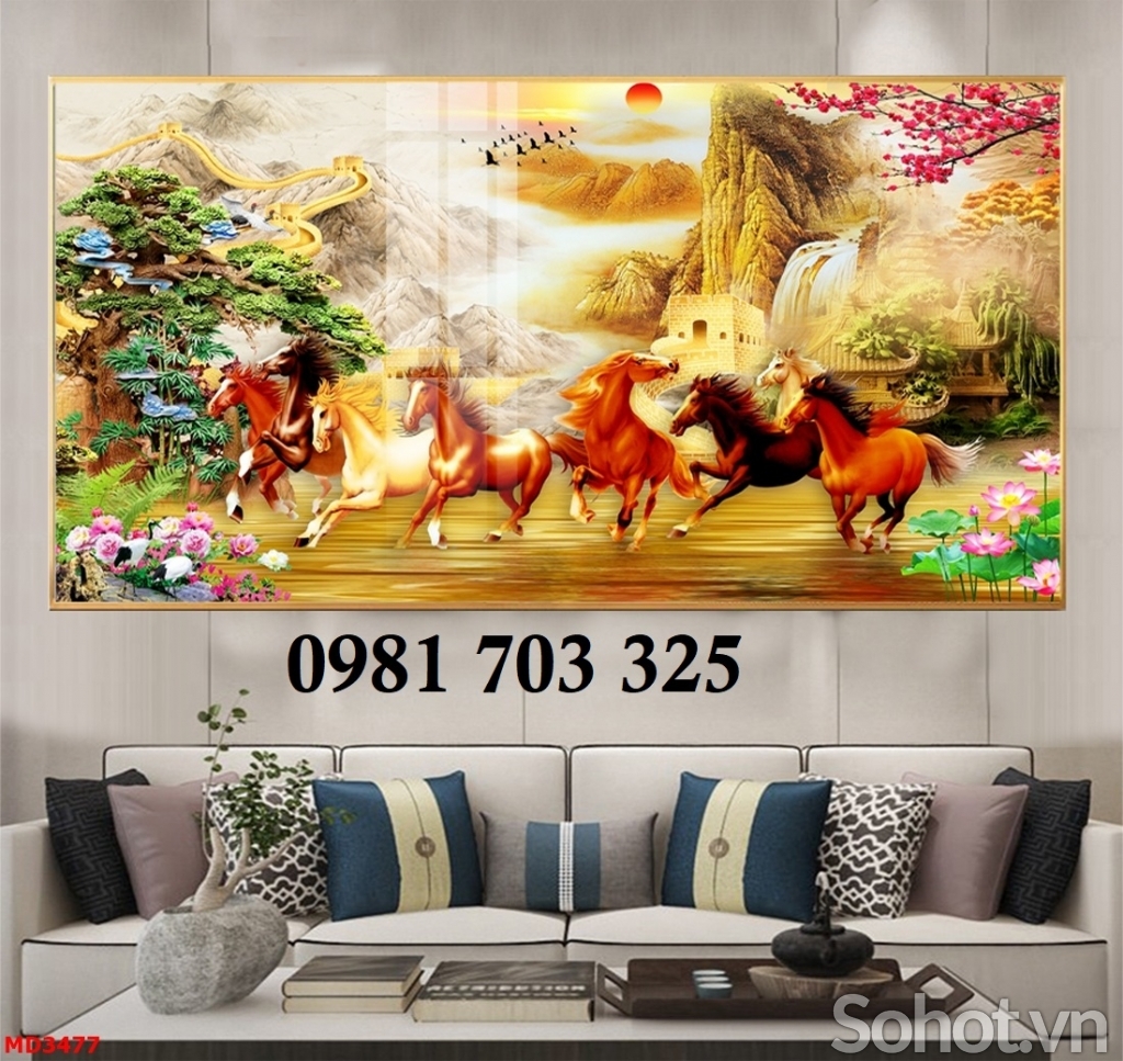 Tranh gạch mã đáo thành công, tranh phong thủy 3D