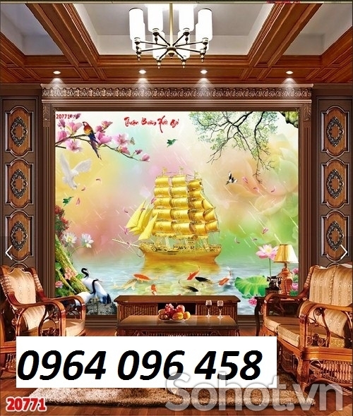 Tranh gạch 3d dán tường thuận buồm xuôi gió - SCB63