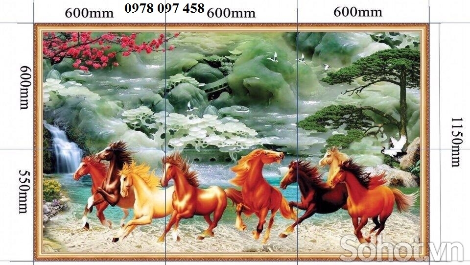 Tranh đẹp phòng khách - tranh gạch mã đáo thành công