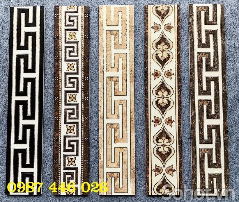 Viền gạch khắc vàng cao cấp 15x80cm
