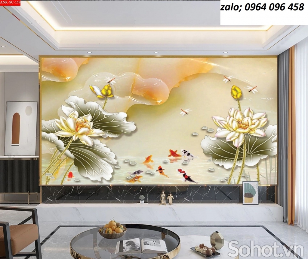 Tranh gạch 3d cá chép vàng - NCX21