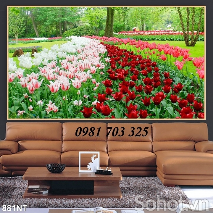 Tranh gạch 3D hình vườn hoa đẹp