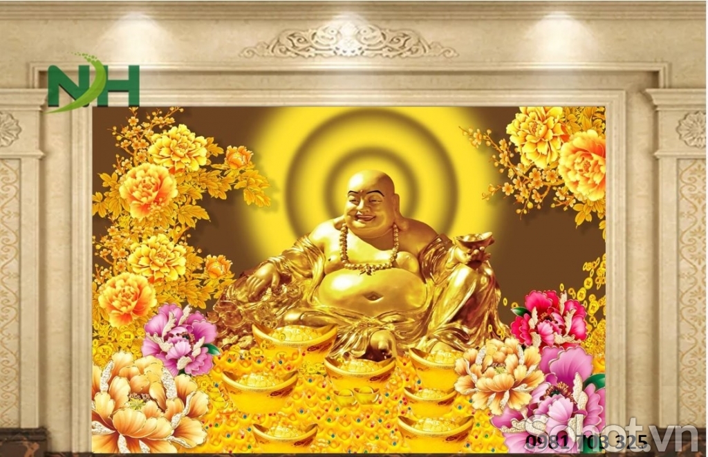 gạch tranh phật di lặc