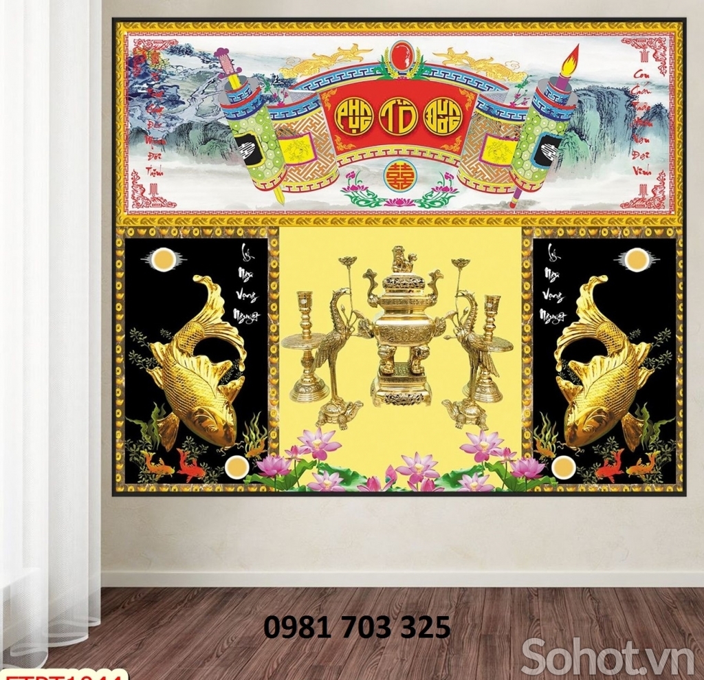 tranh 3D phòng thờ, gạch tranh 3D trang trí