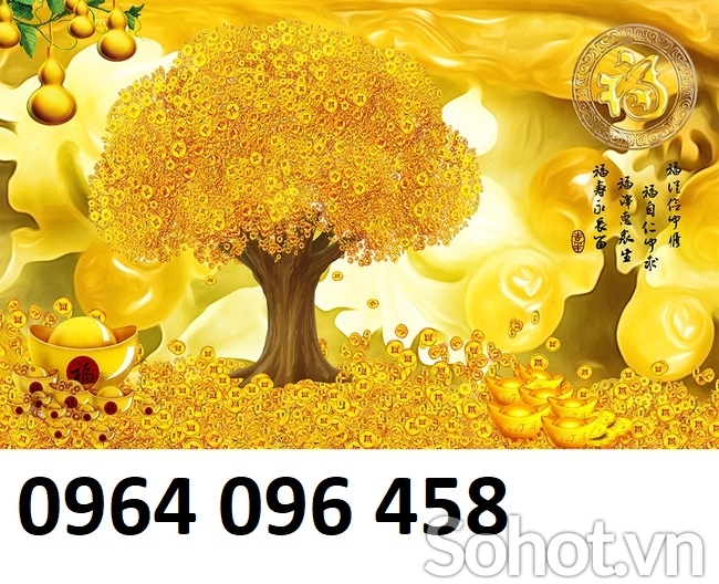 tranh gạch 3d ốp tường cây kim tiền phong thủy - GBV9