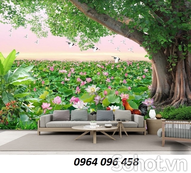 Tranh gạch 3d phong cảnh vườn hoa - CMMN66