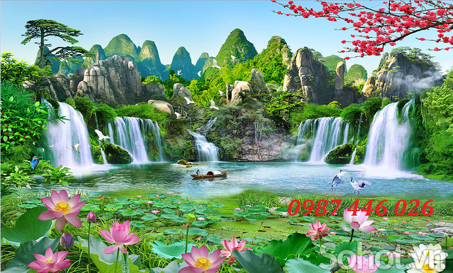 Gạch tranh tường thác nước HP8733