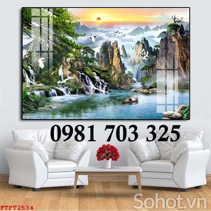 Tranh gạch 3D thác nước đẹp