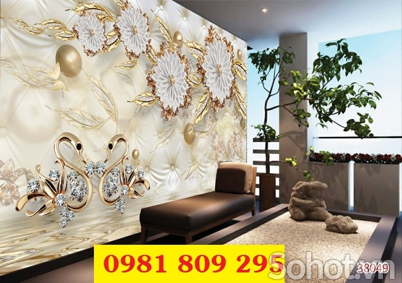 Tranh 3d ốp tường , gạch tranh 3d hoa trang trí