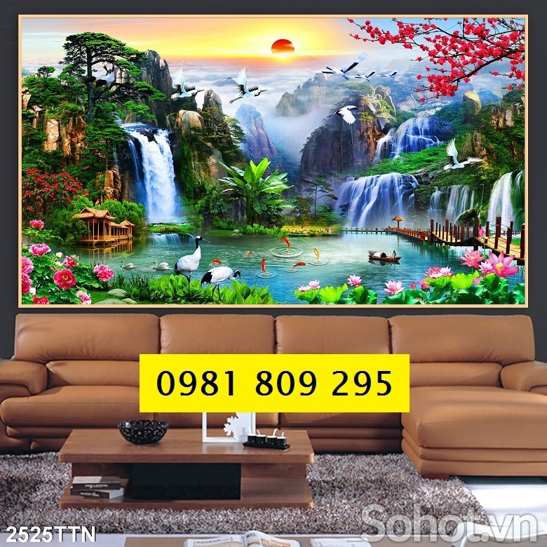 Tranh Gạch , tranh 3d phong cảnh phòng khách