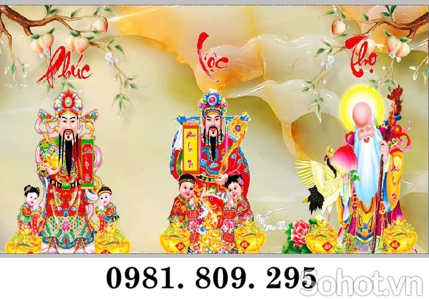 Tranh gạch hình Ông Phúc Lộc Thọ