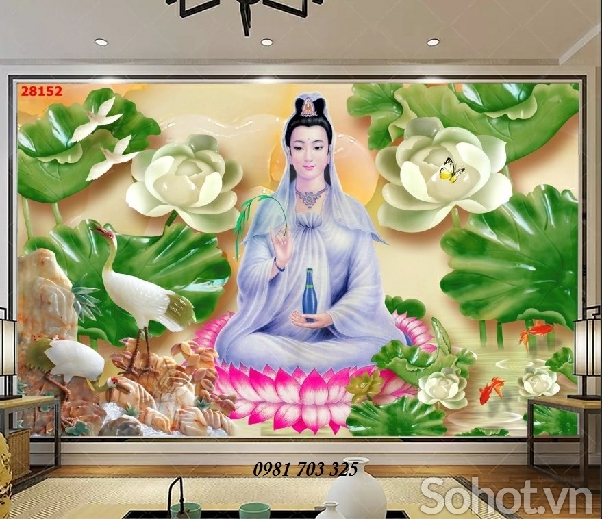 tranh phật giáo,gạch tranh ốp phòng thờ