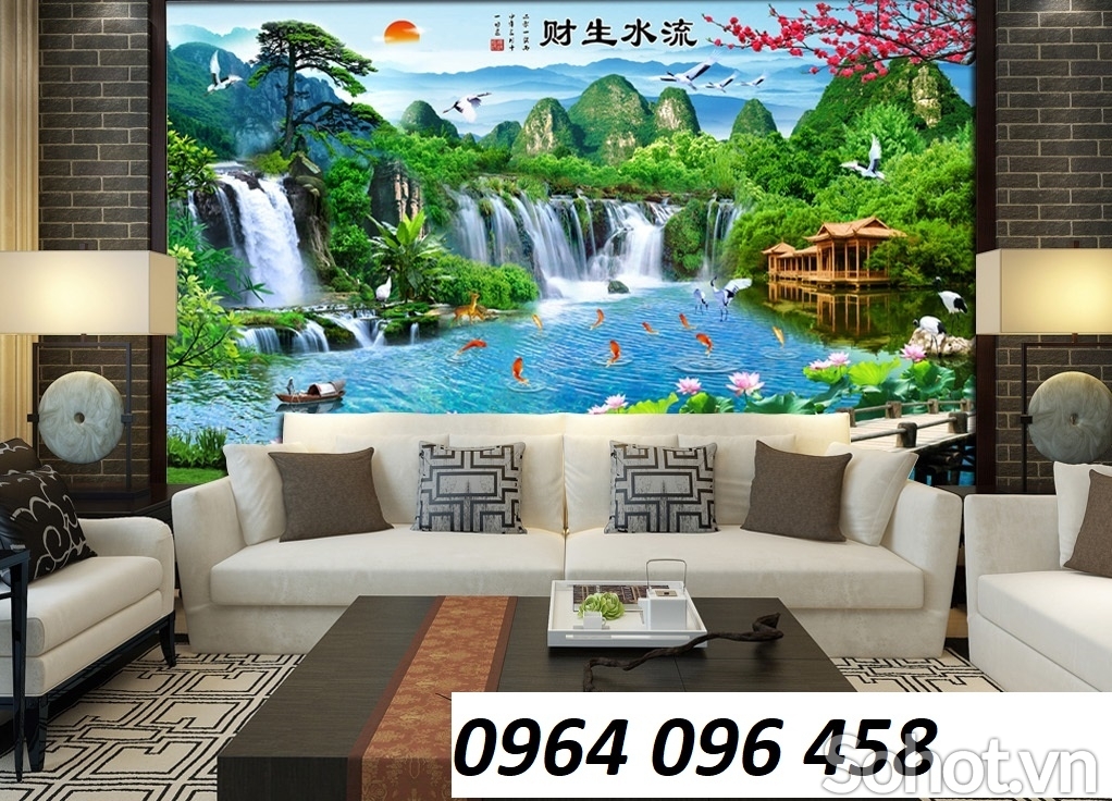 Tranh gạch ốp tường phong cảnh đồng quê 3d