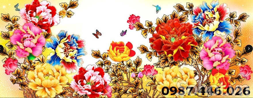 Gach tranh hoa mẫu đơn 3d đẹp