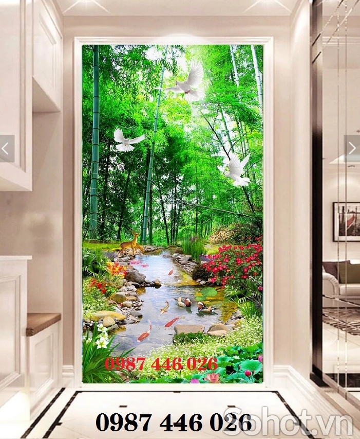 Tranh gạch men phong cảnh cây xanh HP734