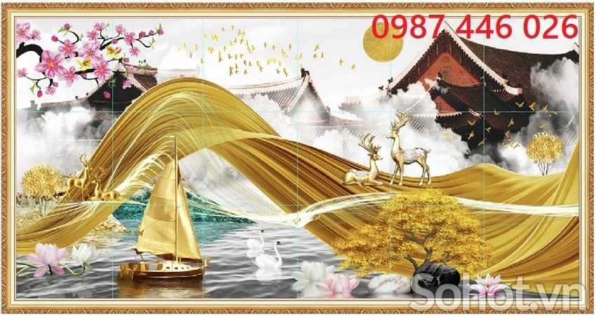 Tranh gạch men cây lộc vàng HP8282