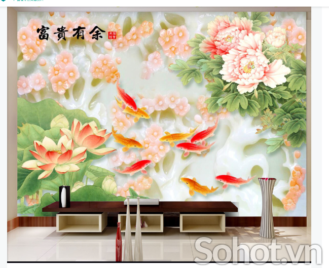 Gạch tranh 3D- tranh cá chép