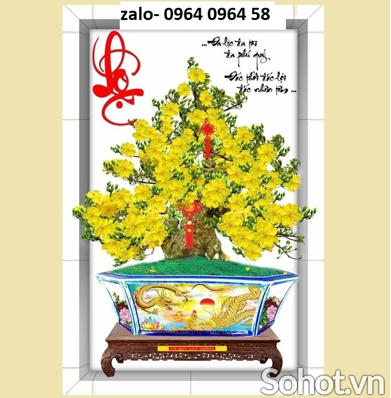 Tranh gạch 3d hoa mai dán tường - MBB66