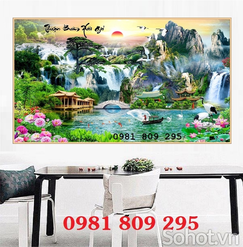 Gạch tranh đá phong cảnh non nước hữu tình cảnh tự nhiên đẹp