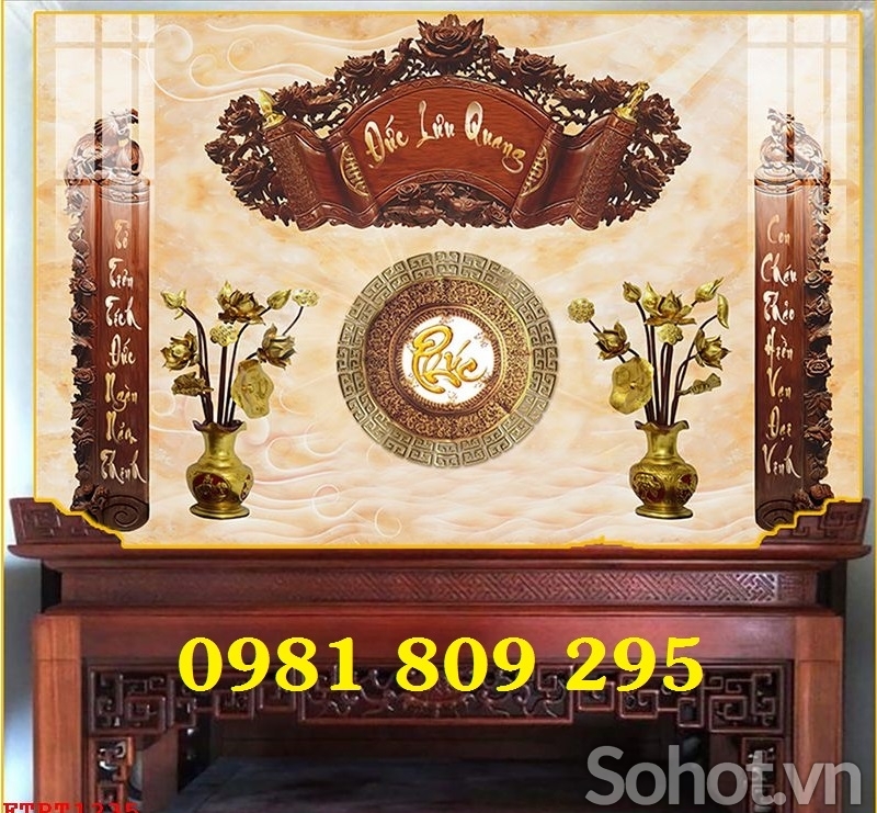 Gạch tranh chữ phúc phòng thờ