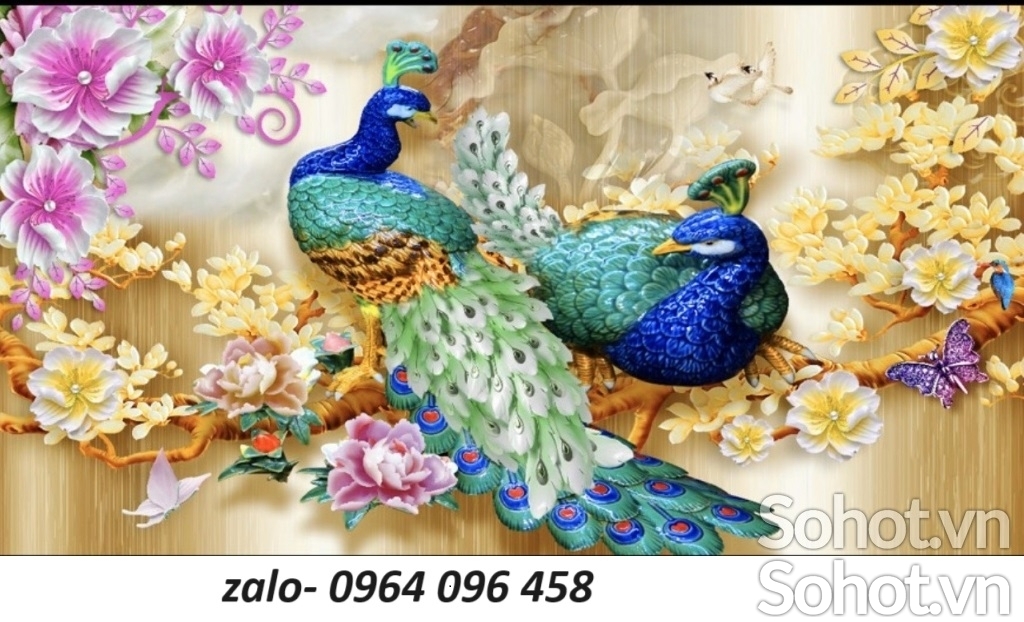 Tranh gạch 3d chim công - gạch tranh 3d chim công - FSCX4
