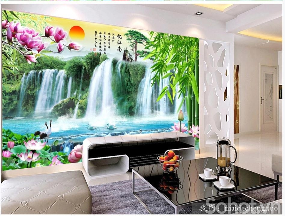 Tranh gạch 3D phòng khách- gạch tranh ốp tường