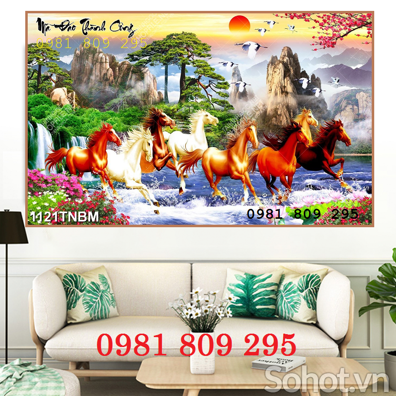 Tranh mã đáo thành công , gạch 3d JP553
