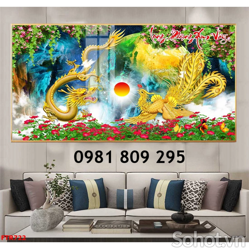 Gạch 3d ốp tường rồng phượng