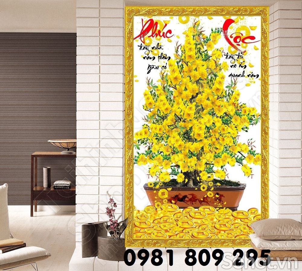 Tranh ốp tường 3d hoa mai , tranh gạch men