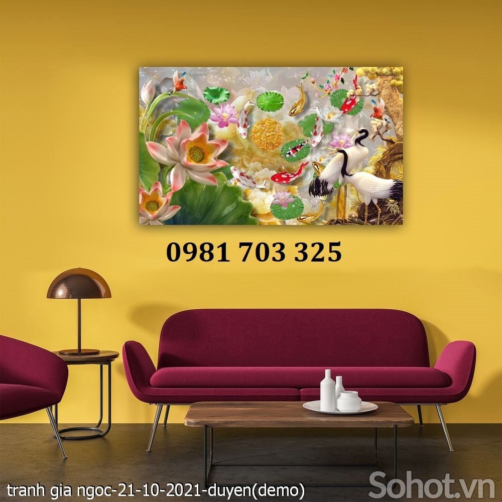 Tranh gạch men chim hạc phong thủy 3D