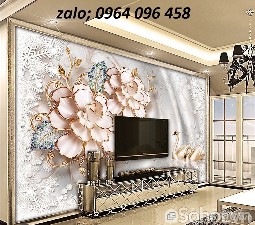 Tranh gạch 3d hoa sứ ngọc - FDNB2