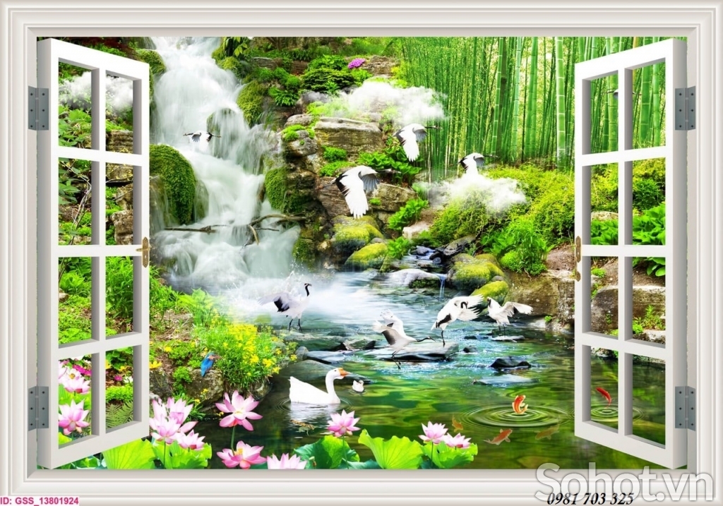 Tranh gạch men cửa sổ 3D