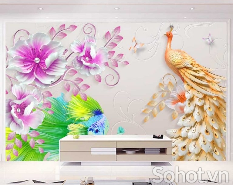 Tranh gạch chim công - tranh ốp tường