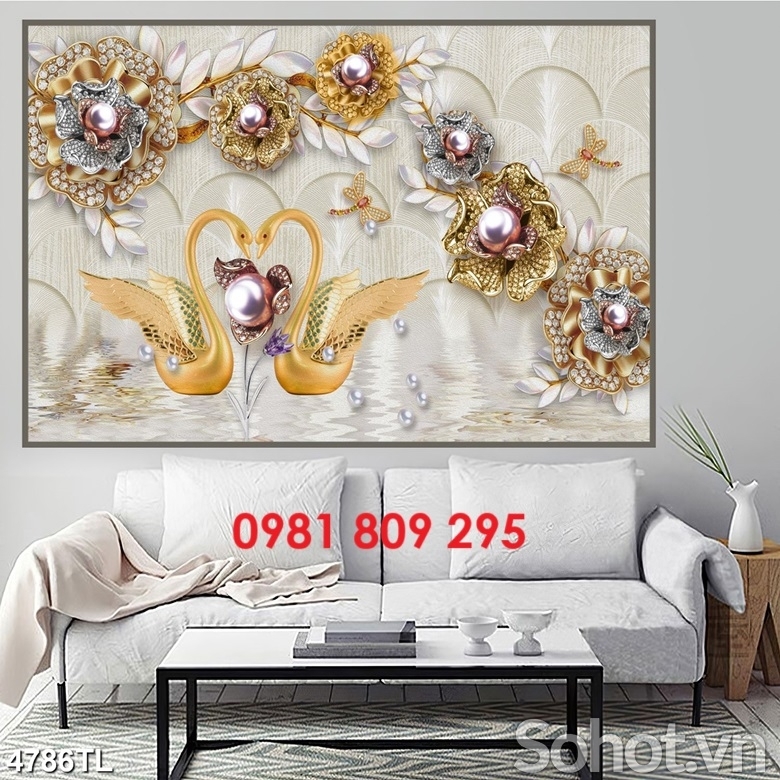 Tranh gạch cao cấp 3d hoa ốp tường HN992