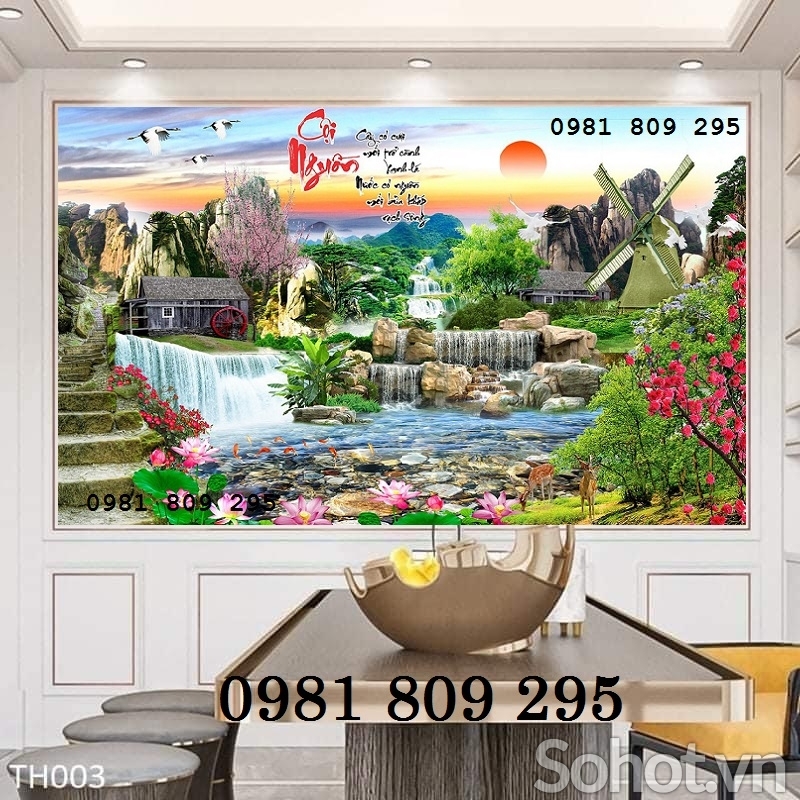 Tranh gạch thác nước , gạch 3d