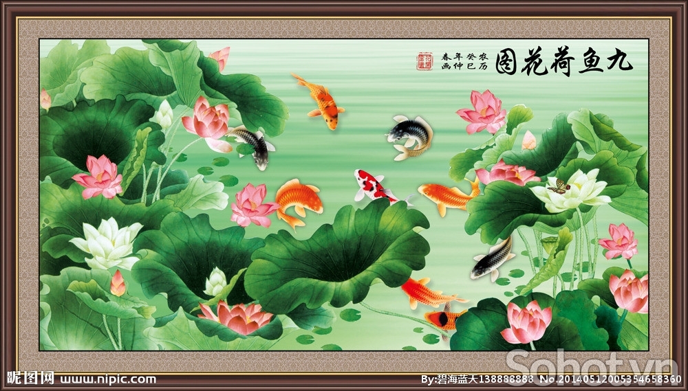 Tranh 3d cá chép - tranh gạch 3d cá chép - VCC55