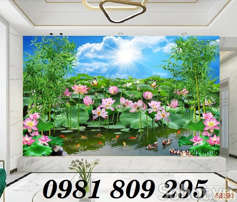 Tranh gạch men hoa sen , hồ sen