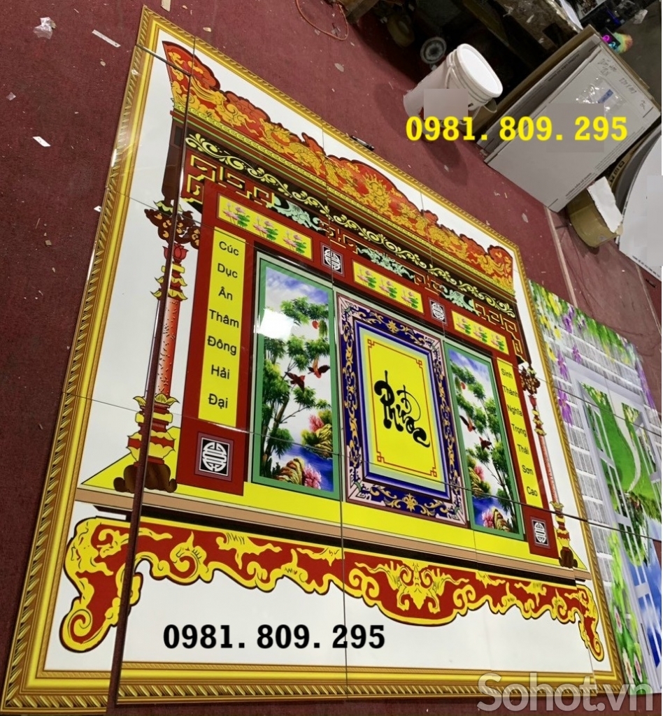 Tranh gạch ban thờ gia tiên HS92566