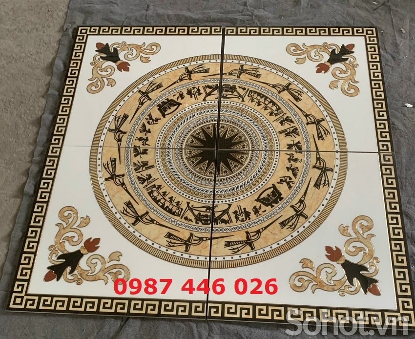 Thảm vuông chiếu nghỉ khắc vàng HP9822