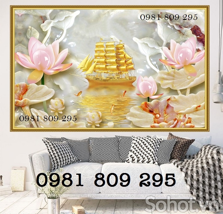 Gạch tranh - tranh thuyền buồm 3d ốp tường