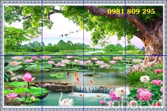 Gạch tranh sơn thủy hữu tình HP536