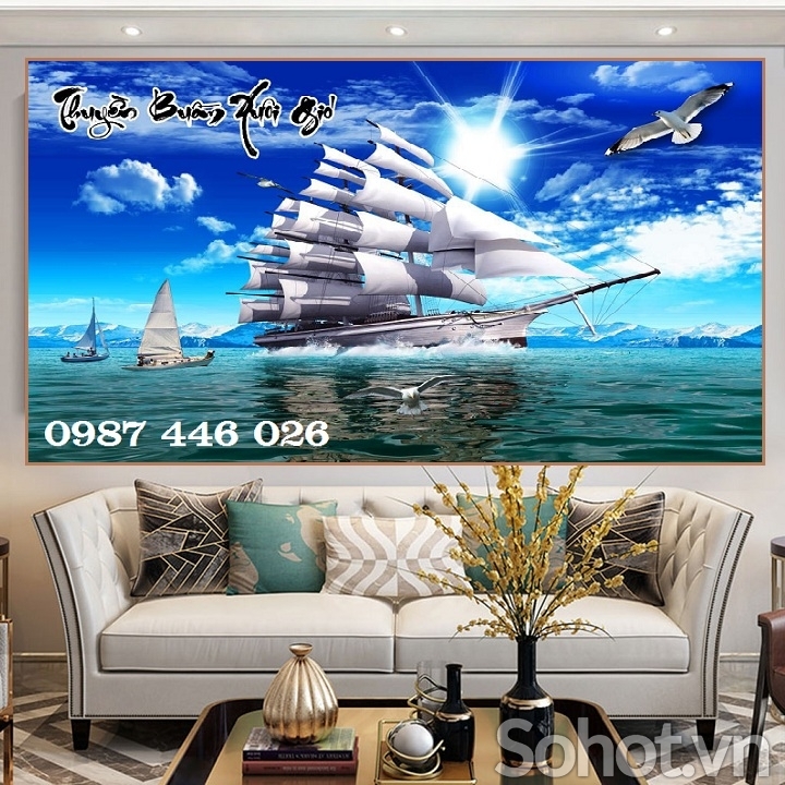 Gạch tranh thuyền buồm 3d HP9733