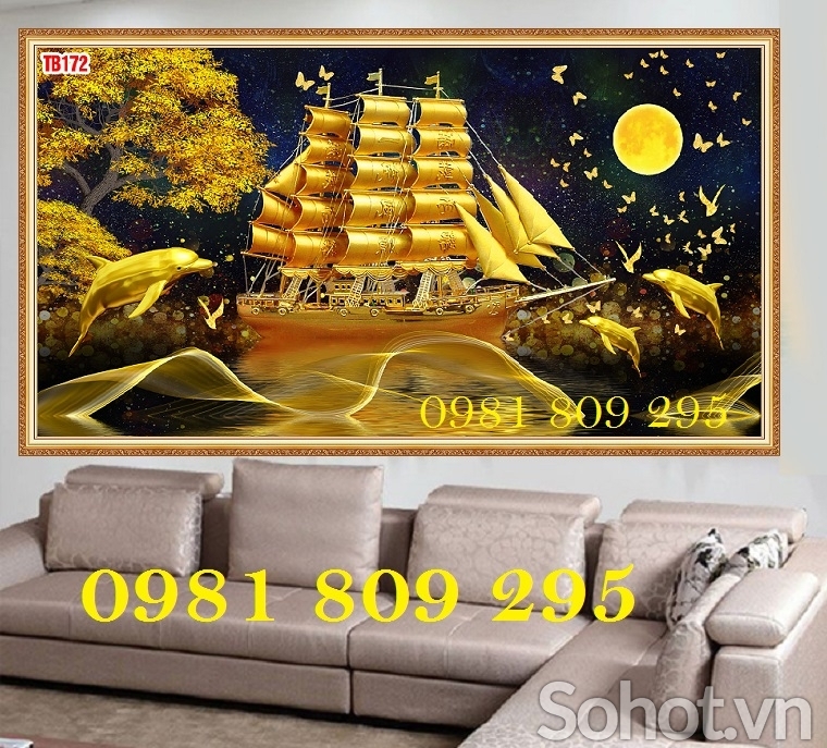 Tranh gạch 3d phong thủy , tranh thuyền