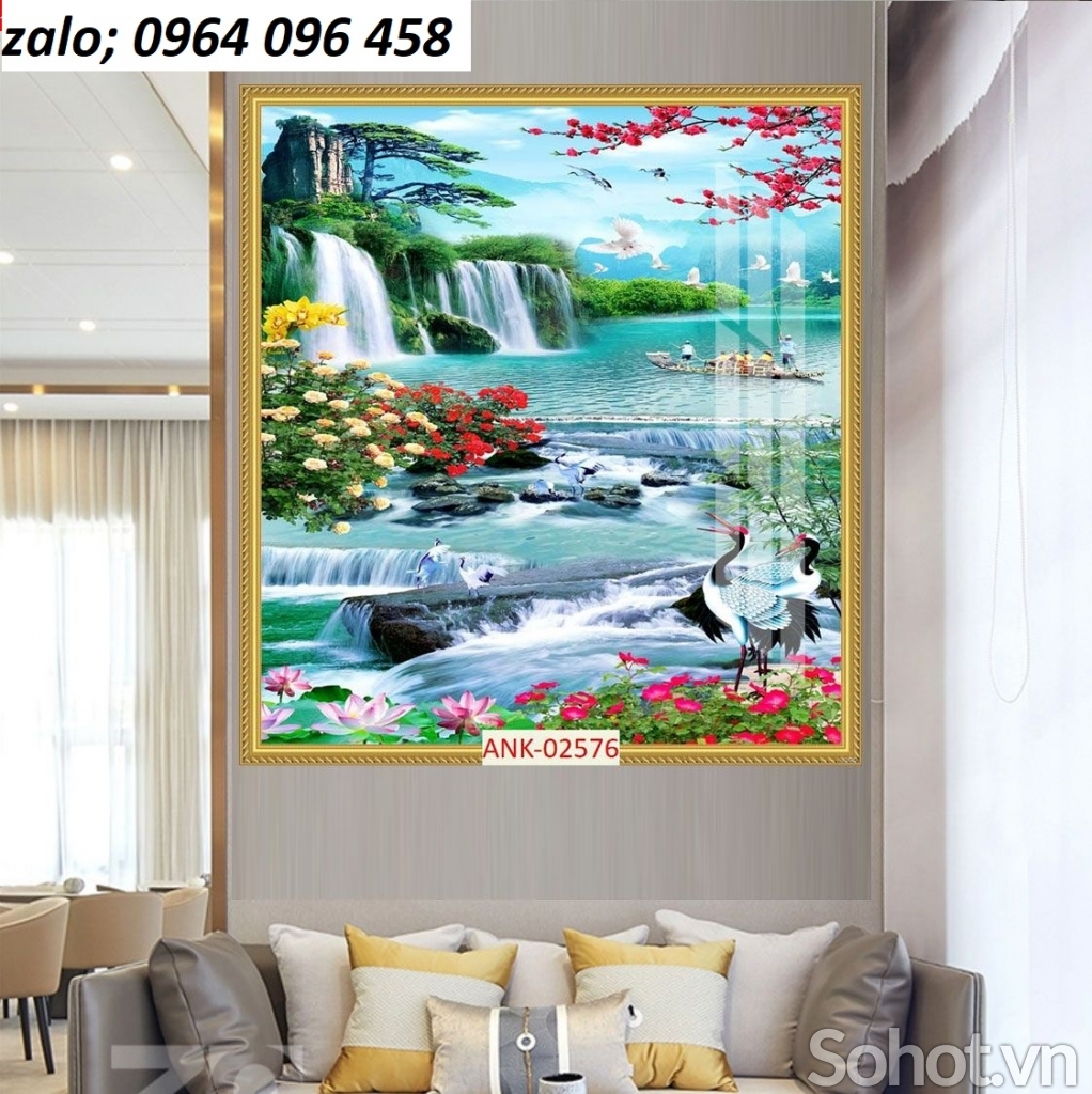 Tranh phong thủy 3d phong cảnh - gạch tranh 3d ốp tường - KBB54
