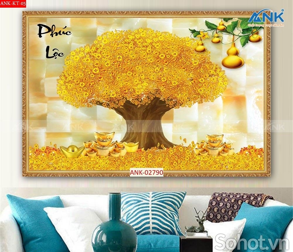 Tranh gạch 3d cây tiền vàng - 865CVB