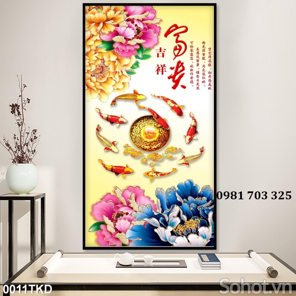 Tranh gạch 3D khổ đứng trí